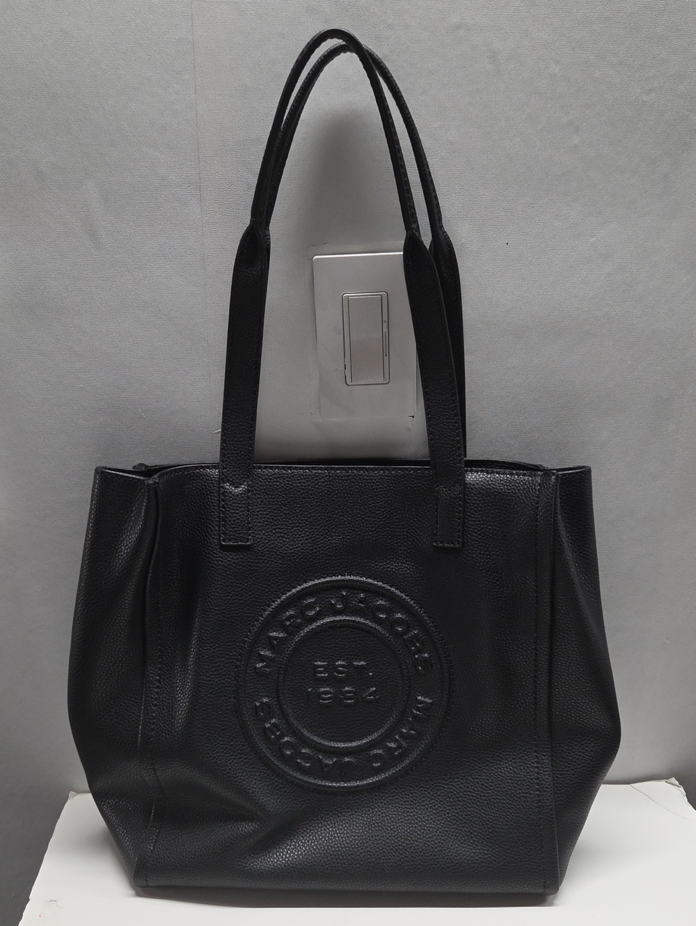 Marc Jacobs Black Pebbled Leather Circle Logo Tote